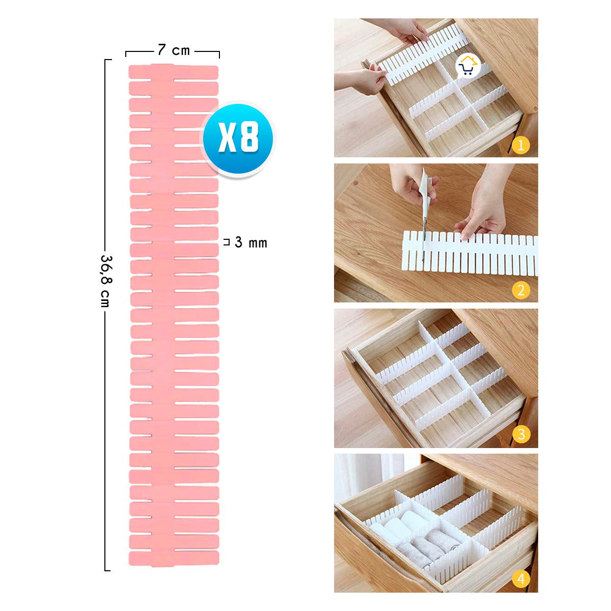 DiviFLEX 8 "Organizador Multiusos Ajustable"